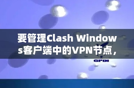 要管理Clash Windows客户端中的VPN节点,您可以按照以下步骤操作