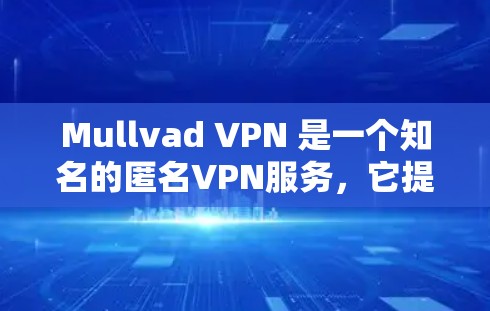 Mullvad VPN 是一个知名的匿名VPN服务,它提供了一个无网络访问的网络,完全基于本地服务器,不会连接任何外部网络设备。以下是一些关于Mullvad VPN 的关键信息